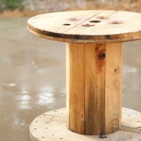 Vintage Wood Spool Side Table